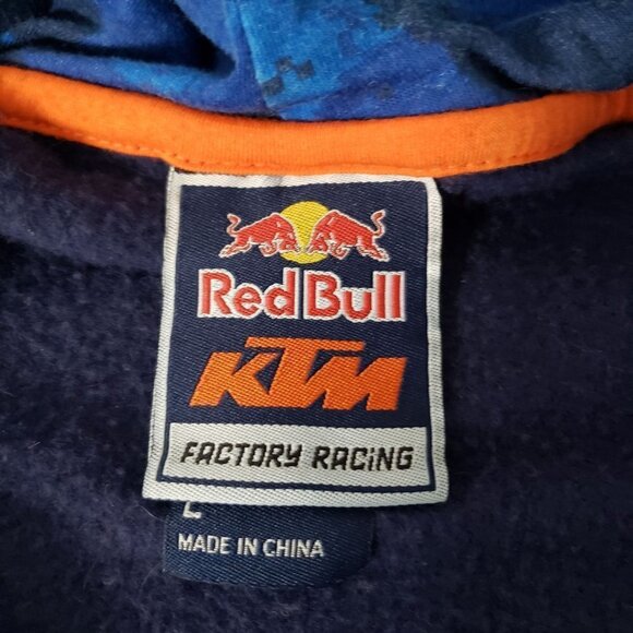 Red Bull KTM Racing Sweatshirt Blue Hooded Full Zip Jacket Mens Sz Large - Picture 12 of 15